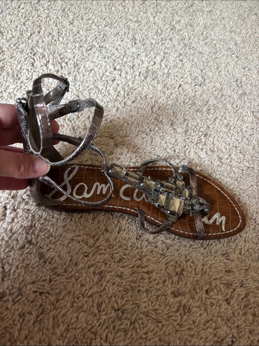 Sam Edelman Silver Jeweled Strappy Sandals